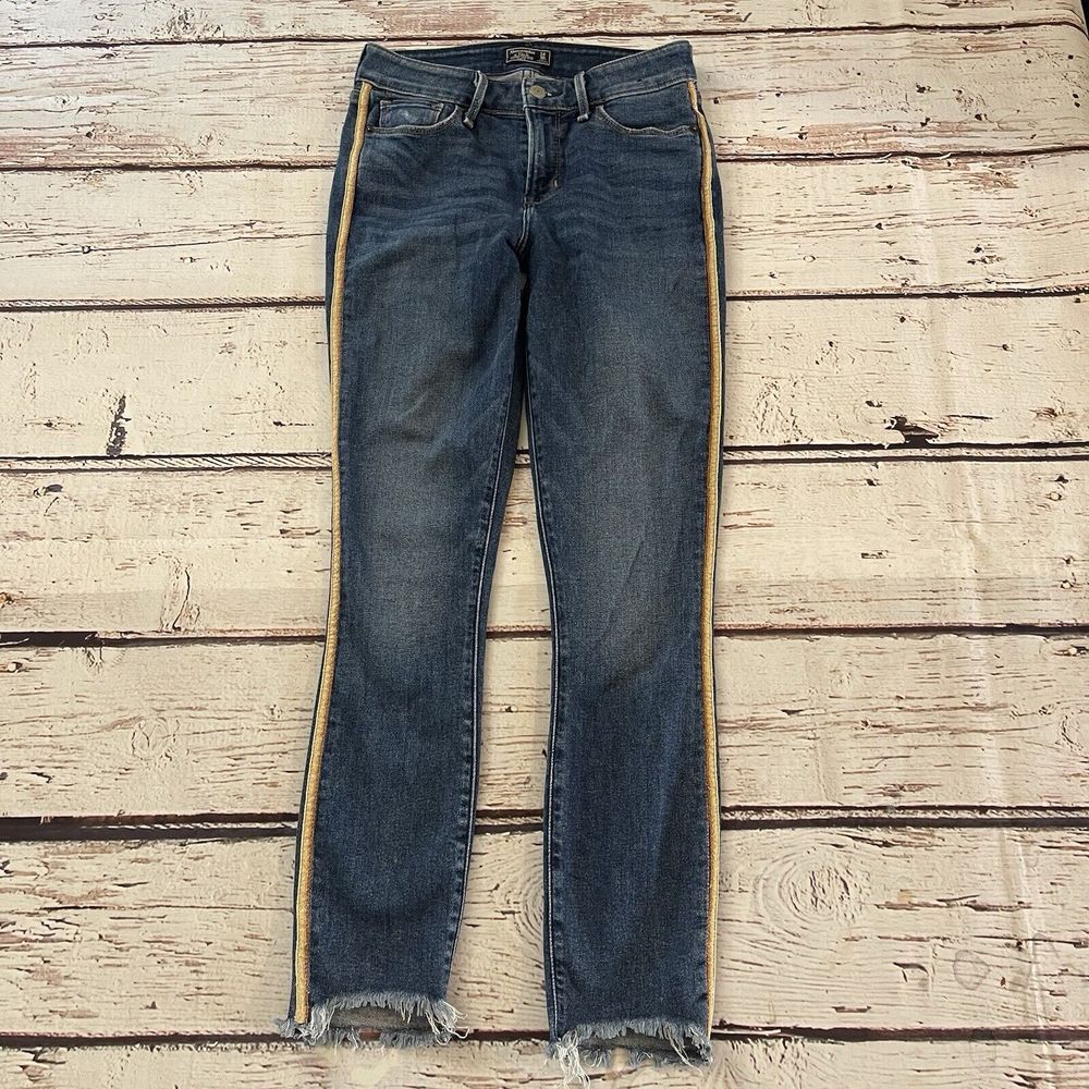 Abercrombie & Fitch Harper Low Rise Ankle Jeans Size 24/00r Blue Side Stripes‎